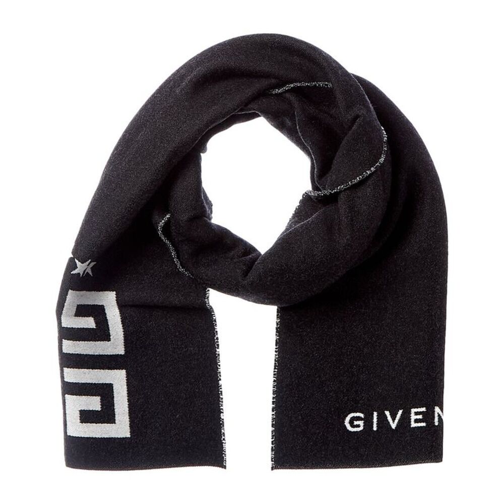 Givenchy 4G Reversible Wool & Silk-Blend Scarf, Black